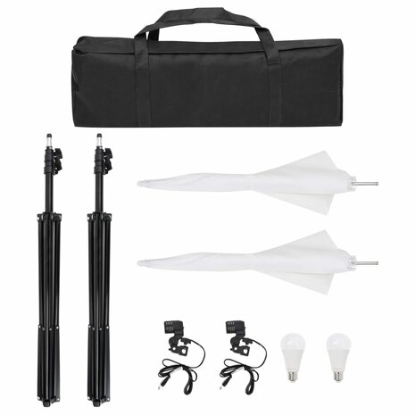 Fotostudioset met verlichtingsset, achtergrond en reflector 9