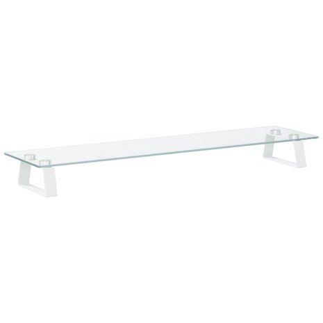 Monitorstandaard 80x20x8 cm gehard glas en metaal wit 6