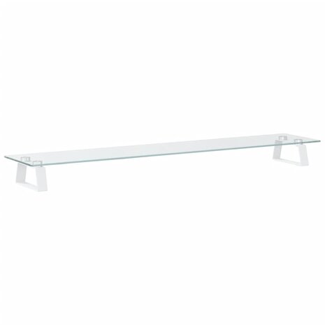 Monitorstandaard 100x20x8 cm gehard glas en metaal wit 6