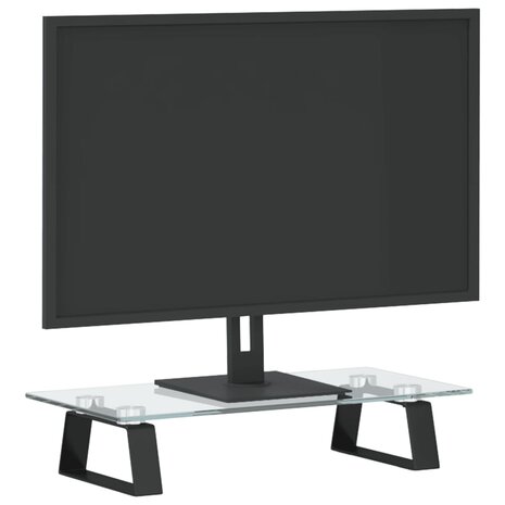 Monitorstandaard 40x20x8 cm gehard glas en metaal zwart 3