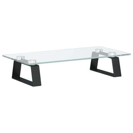Monitorstandaard 40x20x8 cm gehard glas en metaal zwart 6