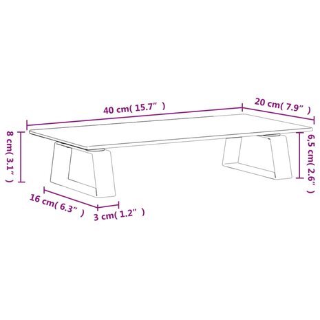 Monitorstandaard 40x20x8 cm gehard glas en metaal zwart 8
