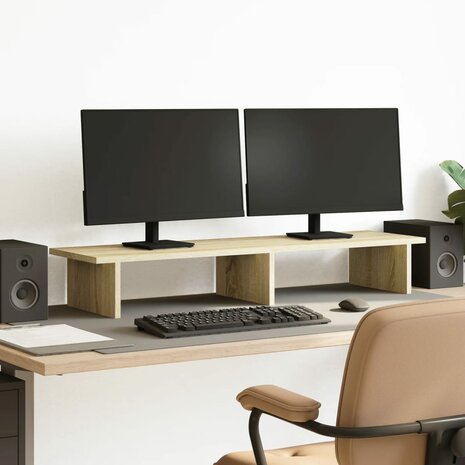 Monitorstandaard 100x27x15 cm bewerkt hout sonoma eikenkleurig 1