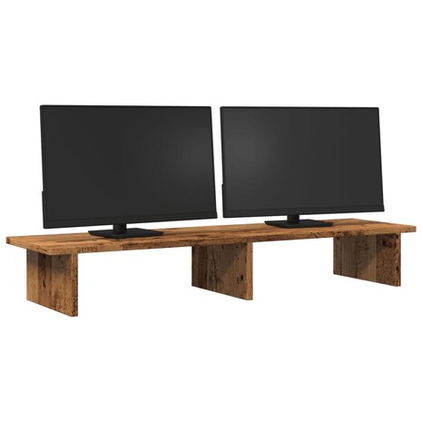 Monitorstandaard 100x27x15 cm bewerkt hout oud houtkleurig 3