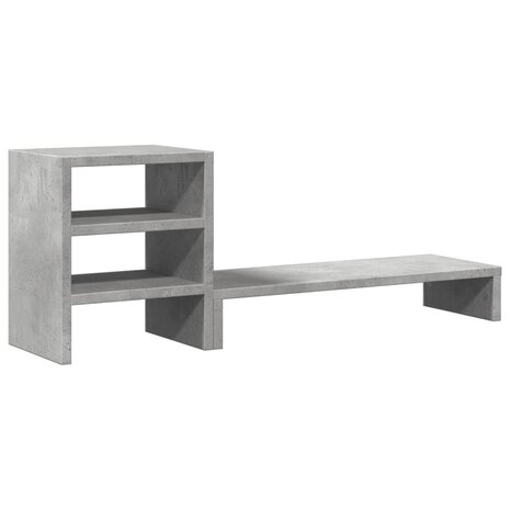 Monitorstandaard met bureau-organizer bewerkt hout betongrijs 2
