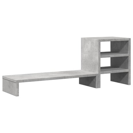 Monitorstandaard met bureau-organizer bewerkt hout betongrijs 6