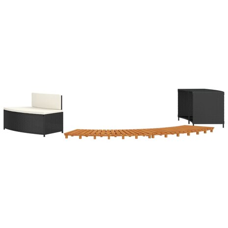Hottub-ombouw poly rattan en massief acaciahout zwart 2