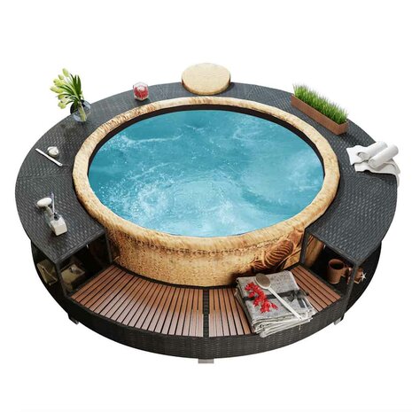 Hottub-ombouw poly rattan zwart 4
