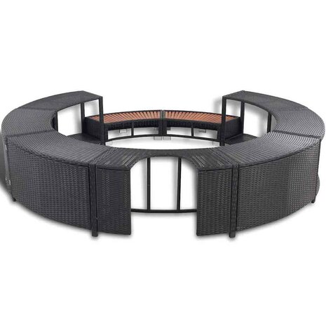 Hottub-ombouw poly rattan zwart 7