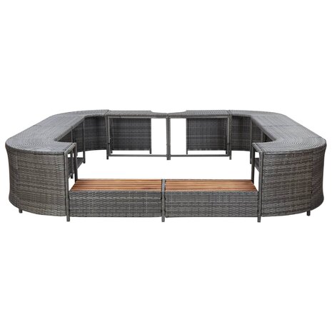 Spa-ombouw vierkant 268x268x55 cm poly rattan grijs 2
