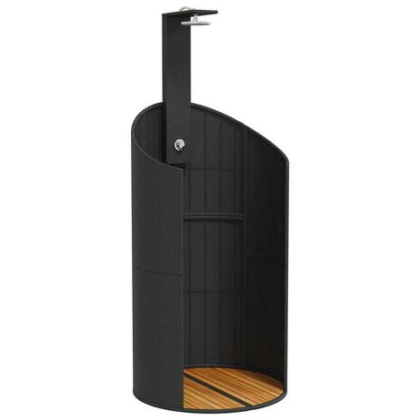 Buitendouche 100x100x241,5 cm poly rattan en acaciahout zwart 2