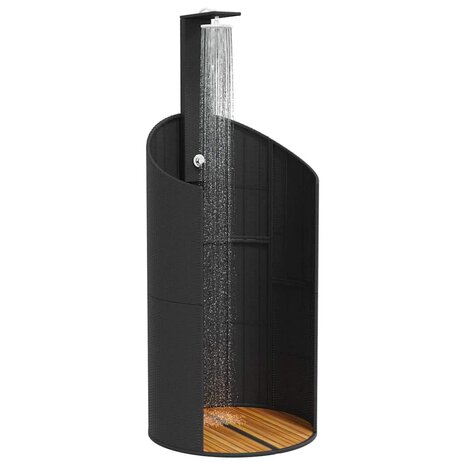 Buitendouche 100x100x241,5 cm poly rattan en acaciahout zwart 4