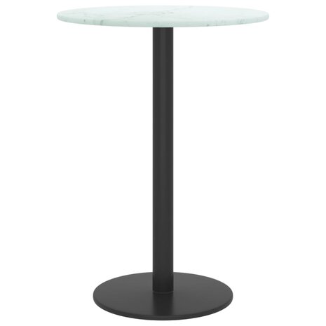 Tafelblad &Oslash;30x0,8 cm gehard glas met marmerontwerp wit 3