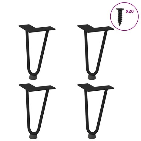 Tafelpoten voor Salontafel 4 st 20 cm massief staal zwart 1