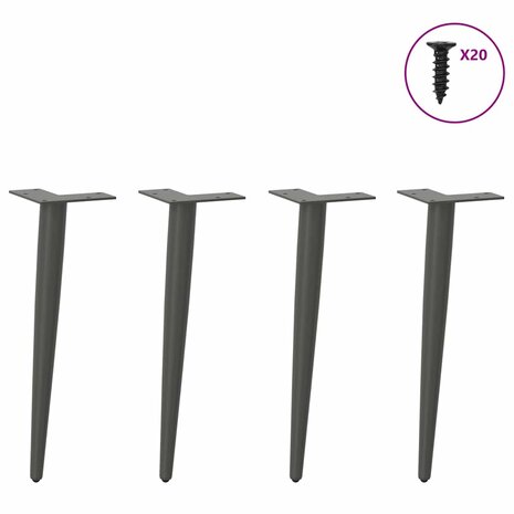 Salontafelpoten conische vorm 4 st 30-31 cm staal antraciet 3