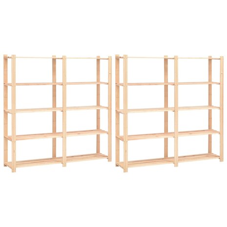 Opbergrekken 5-laags 2 st 170x38x170 cm grenenhout 500 kg 1