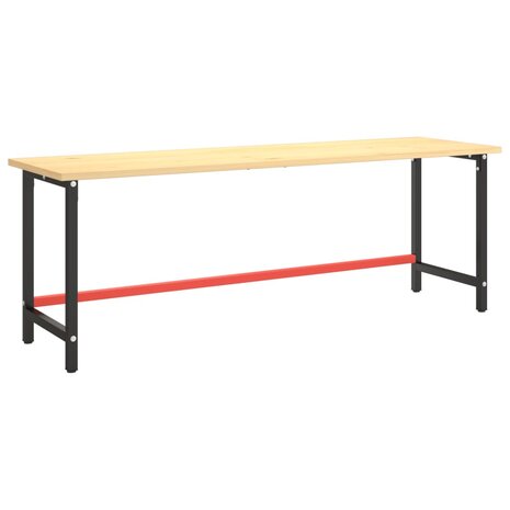 Werkbankframe 220x57x79 cm metaal matzwart en matrood 2