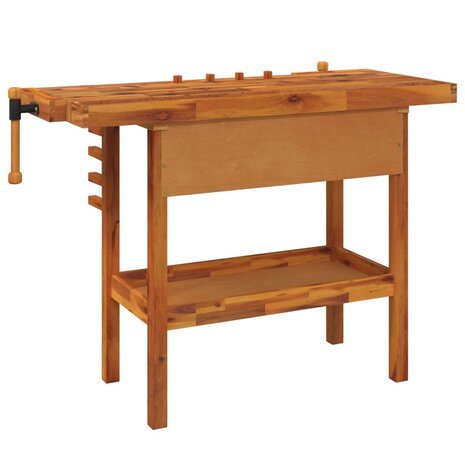 Werkbank met lade en bankschroeven 124x52x83 cm massief acaciahout 6