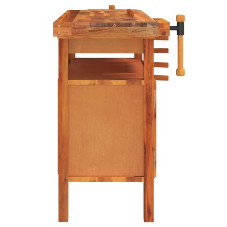 Werkbank met lade en bankschroeven 124x52x83 cm massief acaciahout 5