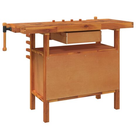 Werkbank met lade en bankschroeven 124x52x83 cm massief acaciahout 6