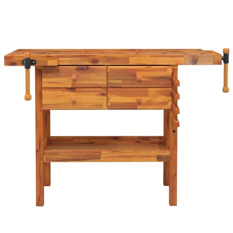 Werkbank met lades en bankschroeven 124x52x83 cm acaciahout 4