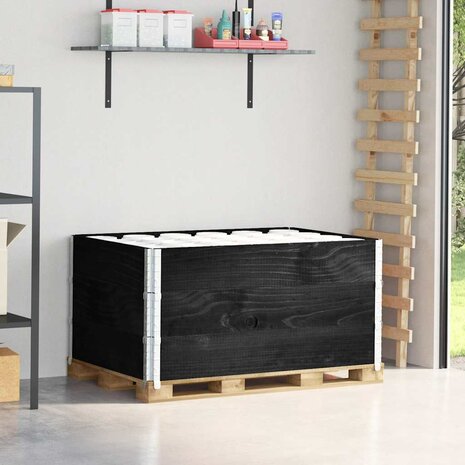 Palletopzetranden 3 st 120x80 cm massief grenenhout zwart 1