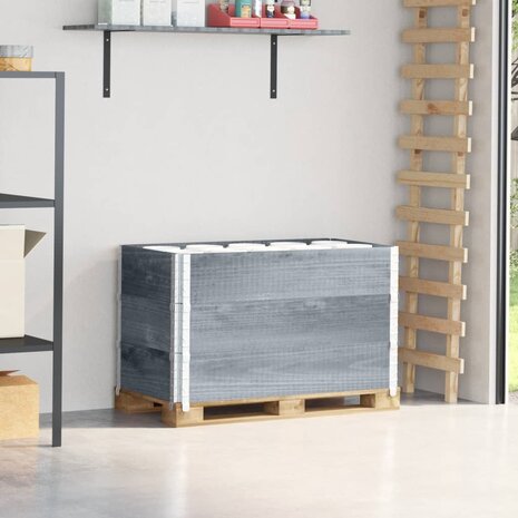 Palletopzetranden 3 st 100x50 cm massief grenenhout grijs 1