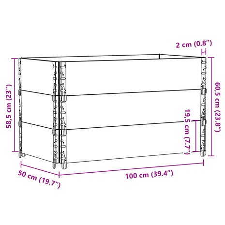 Palletopzetranden 3 st 100x50 cm massief grenenhout grijs 8