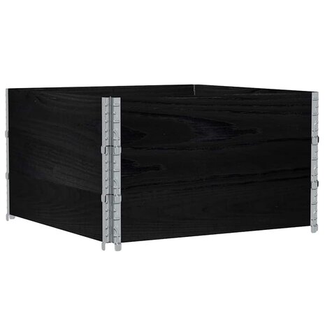 Palletopzetranden 3 st 100x100 cm massief grenenhout zwart 5