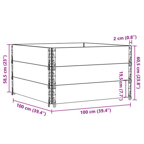 Palletopzetranden 3 st 100x100 cm massief grenenhout bruin 8