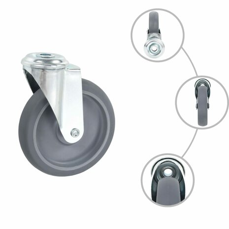 Zwenkwielen met boutgaten 4 st 125 mm 6