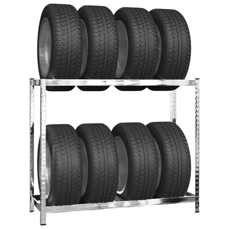 Bandenrek 2-laags 110x40x110 cm staal zilverkleurig 3