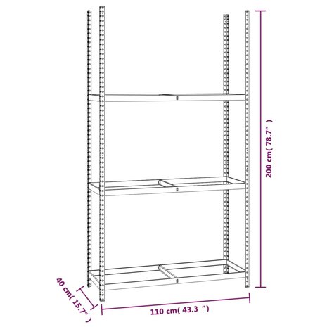 Bandenrek 3-laags 110x40x200 cm staal zilverkleurig 8