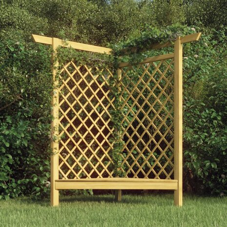 Hoekpergola met bank 166x81x174 cm ge&iuml;mpregneerd grenenhout   1
