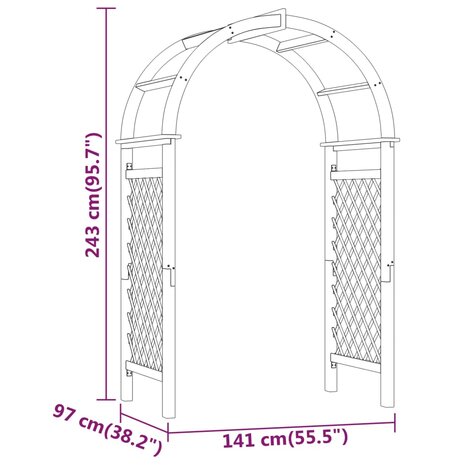 Boog met latwerk 141x97x243 cm ge&iuml;mpregneerd massief grenenhout 6