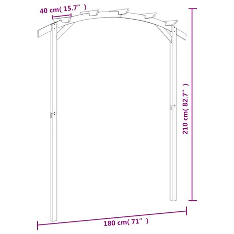 Pergola 180x210x40 cm ge&iuml;mpregneerd grenenhout 6