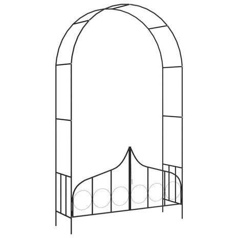 Tuinboog met hek 138x40x238 cm ijzer zwart  1