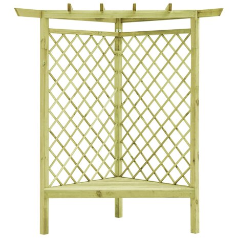 Hoekpergola met zitting 130x130x197 cm ge&iuml;mpregneerd grenenhout 2