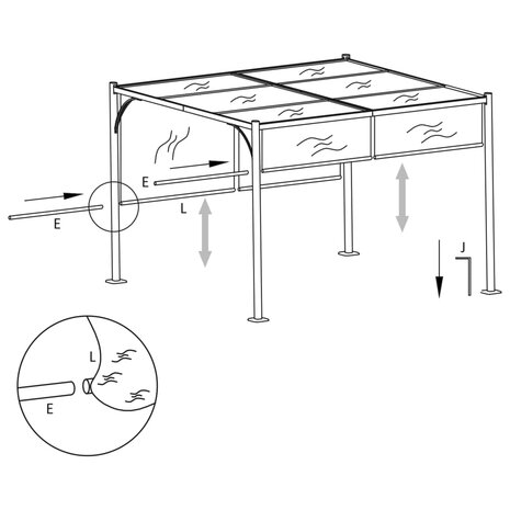 Pergola met verstelbaar dak 3x3 m staal cr&egrave;mewit  6