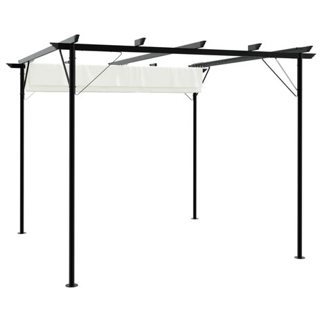 Pergola met uitschuifbaar dak 3x3 m staal cr&eacute;mewit 2
