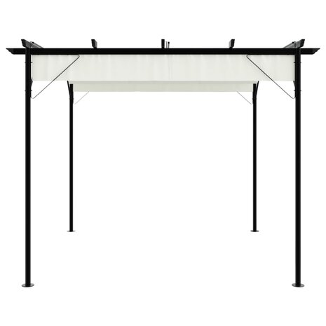 Pergola met uitschuifbaar dak 3x3 m staal cr&eacute;mewit 3