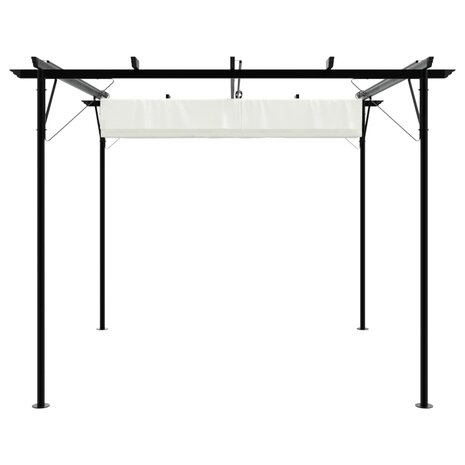Pergola met uitschuifbaar dak 3x3 m staal cr&eacute;mewit 4