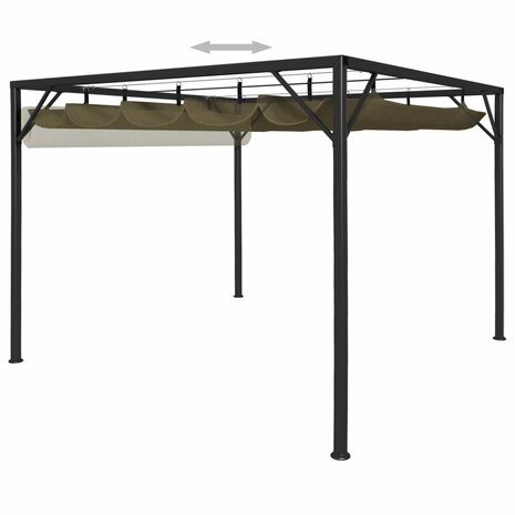 Tuinprieel met uittrekbaar dak 180 g/m&sup2; 3x3 m taupe 6