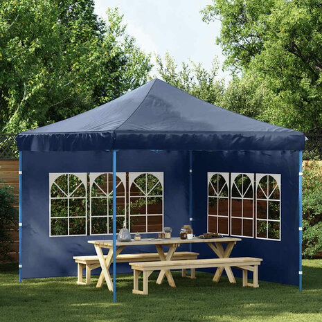 Tentwanden met raam PE blauw 2 st  1