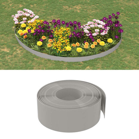 Tuinrand 10 m 20 cm polyetheen grijs 1