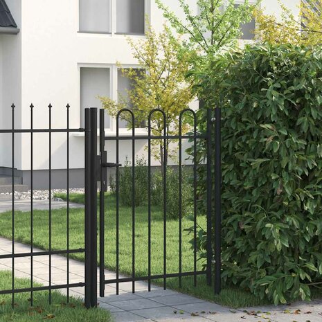 Hekpoort BOXTEL enkele deur met gebogen bovenzijde staal 1x1,2 m zwart 1