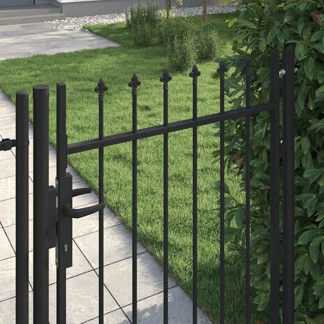Hekpoort BOXTEL enkele deur met puntige bovenkant staal 1x1,2 m zwart 3