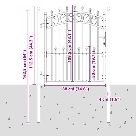 Hekpoort EMMEN met stalen pinnen 104x109,5 cm groen 5