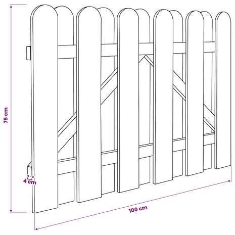 Tuinpoort 100 x 75 cm Massief grenenhout Groen 5