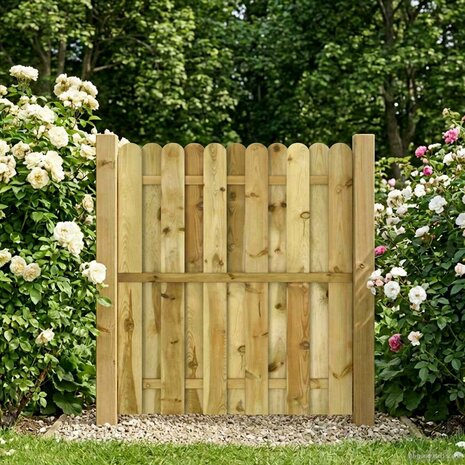 Tuinpoort 100 x 125 cm Massief grenenhout Groen 1